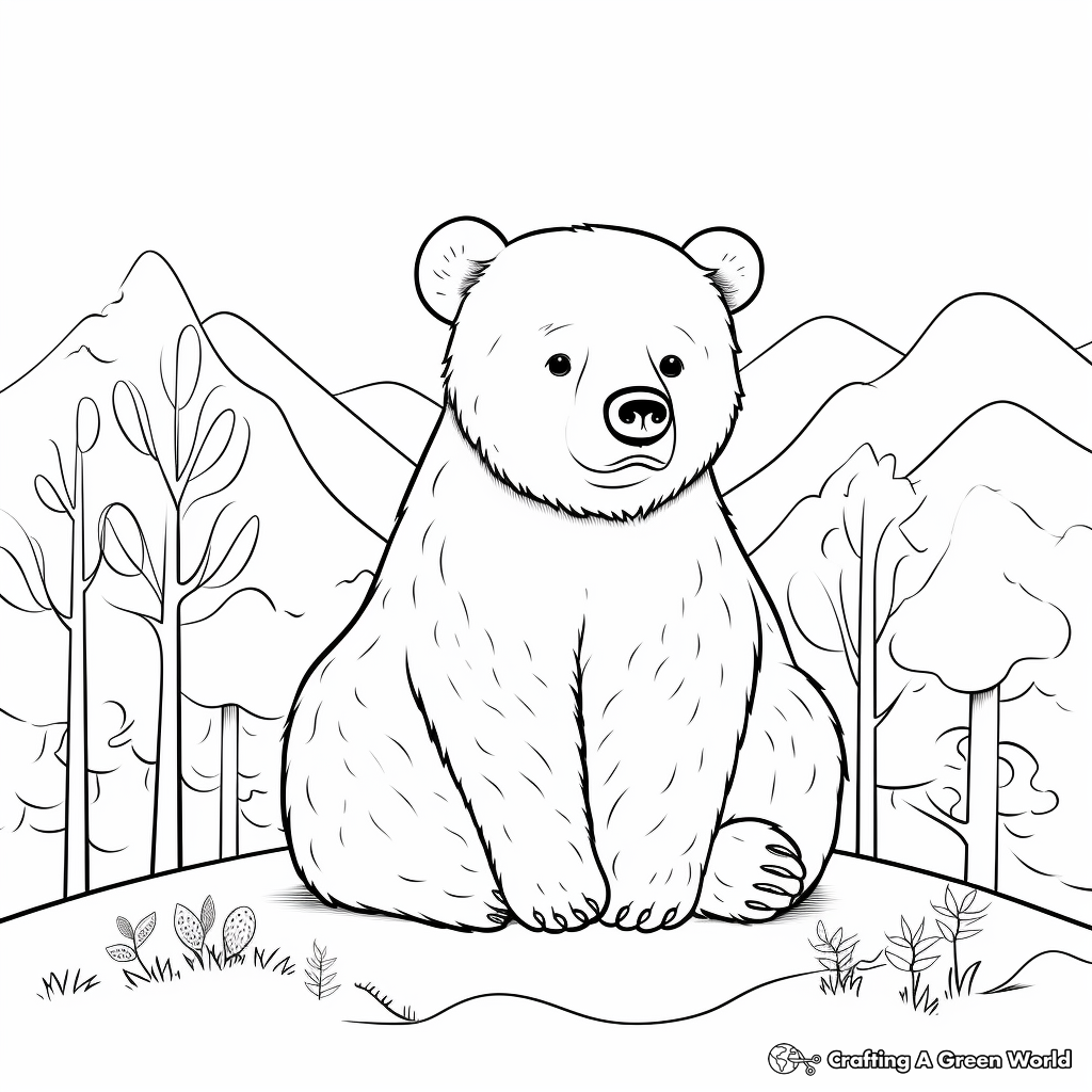 Black Bear Hibernation Themed Coloring Pages 2