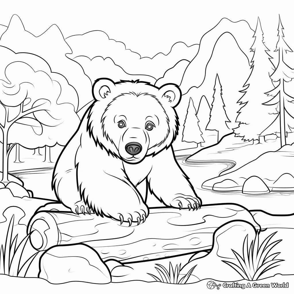 Black Bear Hibernation Themed Coloring Pages 3