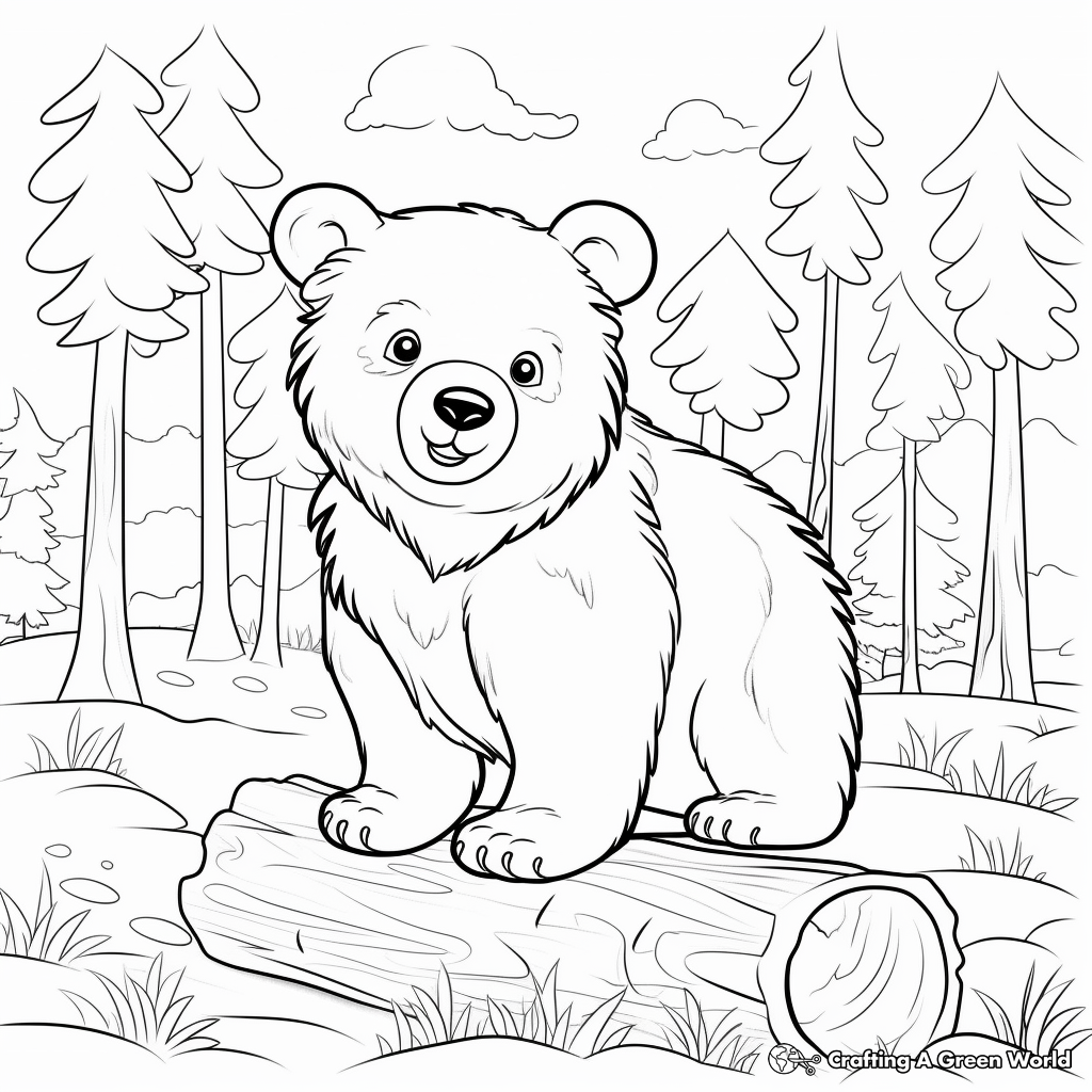 Black Bear Hibernation Themed Coloring Pages 4