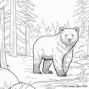 Black Bear in Wild Forest Scenery Coloring Pages 4