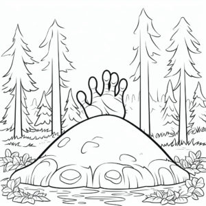 Black Bear Paw: Forest-Scene Coloring Pages 1