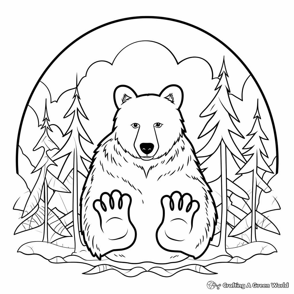 Black Bear Paw: Forest-Scene Coloring Pages 2