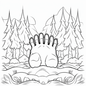 Black Bear Paw: Forest-Scene Coloring Pages 3