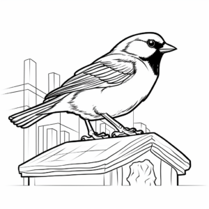 Black Capped Chickadee and Bird Feeder Coloring Pages 1