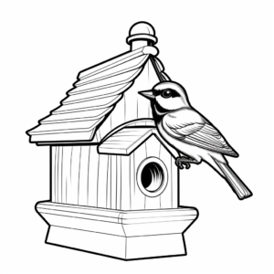 Black Capped Chickadee and Bird Feeder Coloring Pages 2