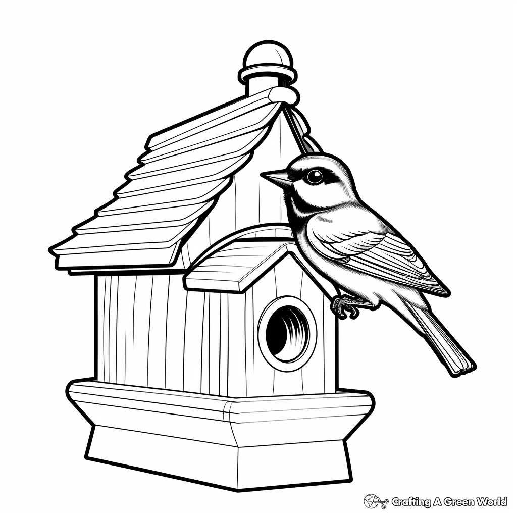 Black Capped Chickadee and Bird Feeder Coloring Pages 2