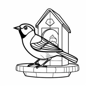 Black Capped Chickadee and Bird Feeder Coloring Pages 4