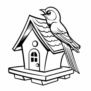 Black Capped Chickadee in a Birdhouse Coloring Pages 2