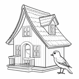Black Capped Chickadee in a Birdhouse Coloring Pages 4