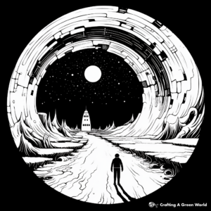 Black Hole in Space: Interstellar-Scene Coloring Pages 4