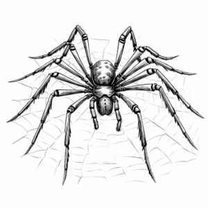 Black Widow Spider on a Web Coloring Pages 2