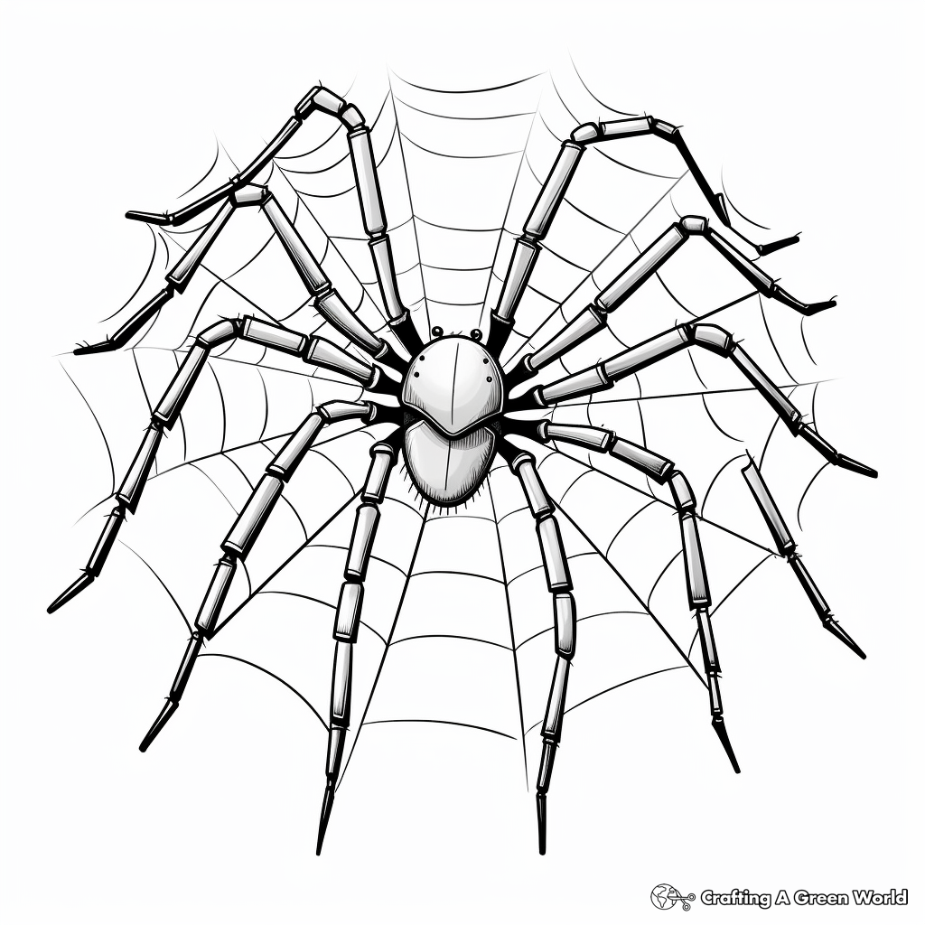 Black Widow Spider on a Web Coloring Pages 3