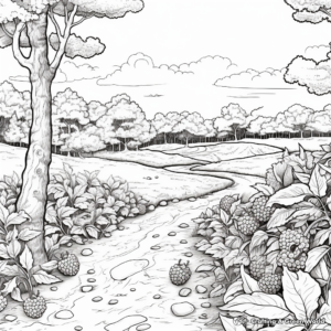 Blackberry in Nature: Forest-Scene Coloring Pages 1