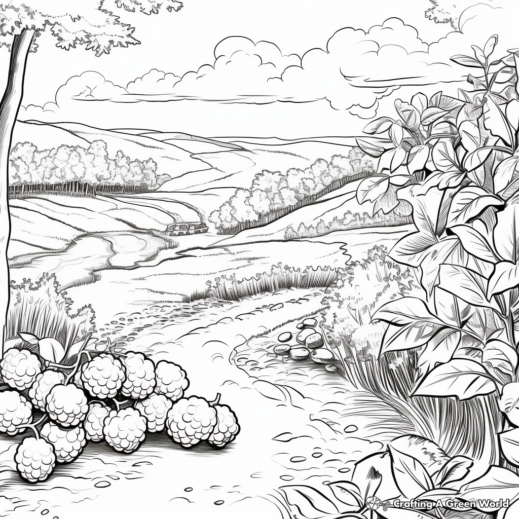 Blackberry in Nature: Forest-Scene Coloring Pages 3