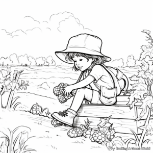 Blackberry Picking Scene Coloring Pages 1