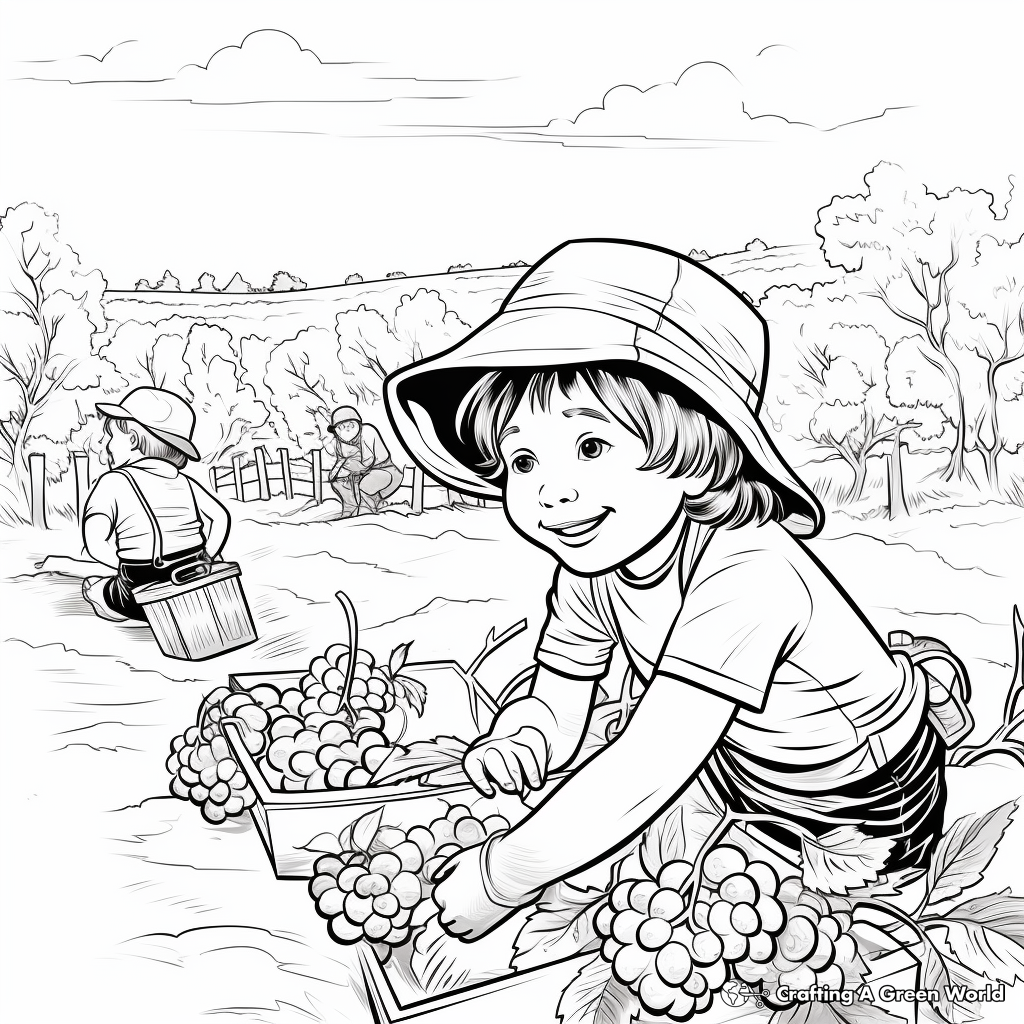 Blackberry Picking Scene Coloring Pages 2