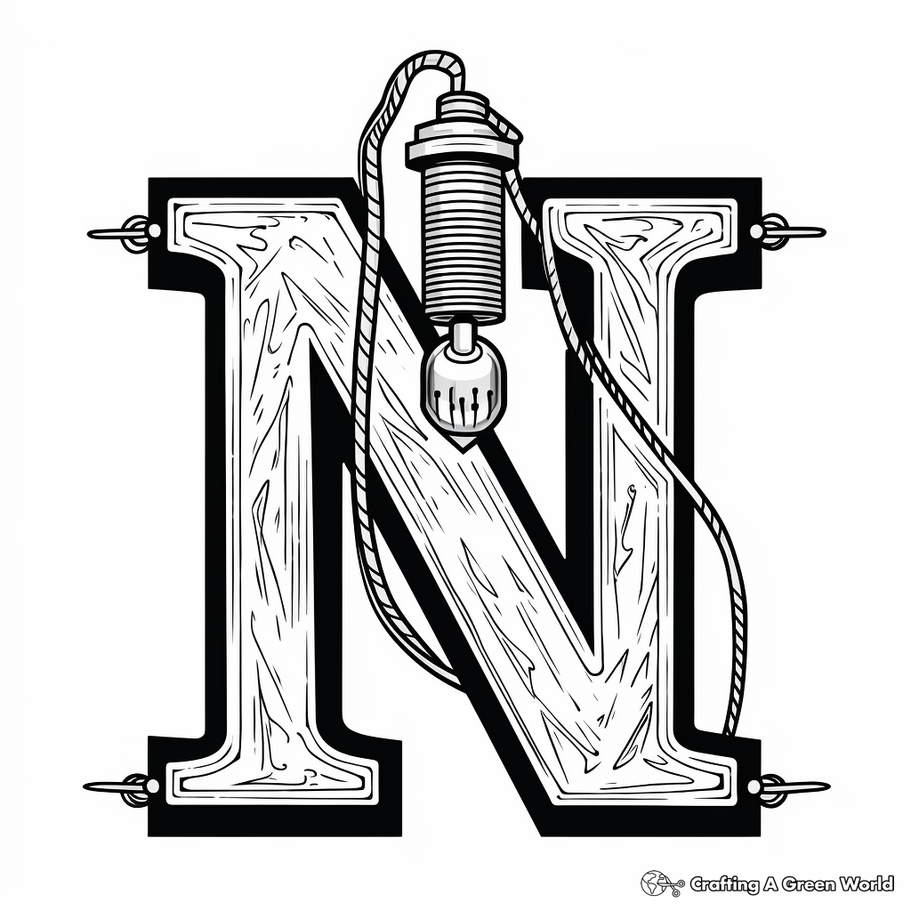 Block Letter N Coloring Pages for Kids 2