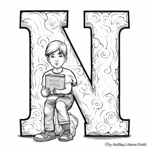 Block Letter N Coloring Pages for Kids 3