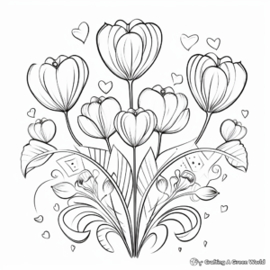 Blooming Hearts in Tulip Coloring Pages 2