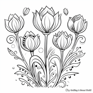 Blooming Hearts in Tulip Coloring Pages 3