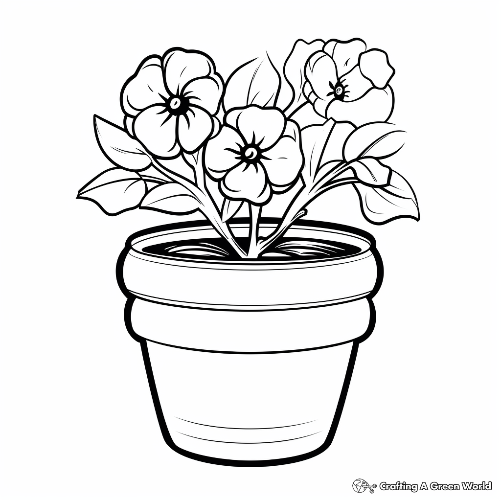 Blossom Cherry Pot Coloring Pages for Spring 1
