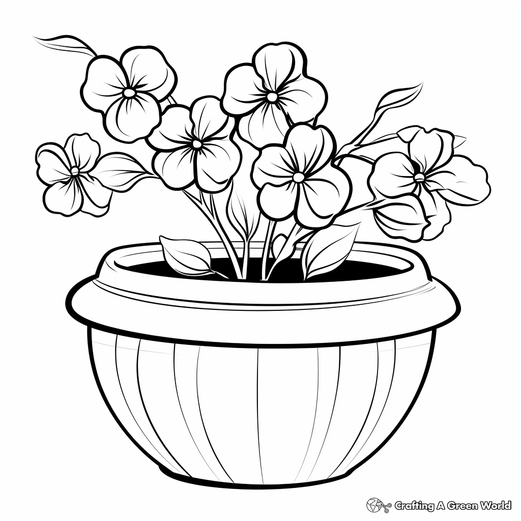 Blossom Cherry Pot Coloring Pages for Spring 3