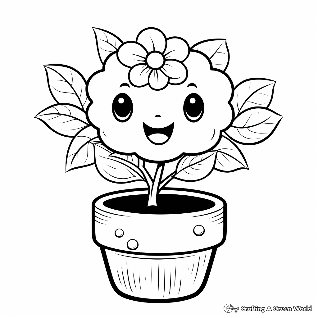 Blossom Cherry Pot Coloring Pages for Spring 4
