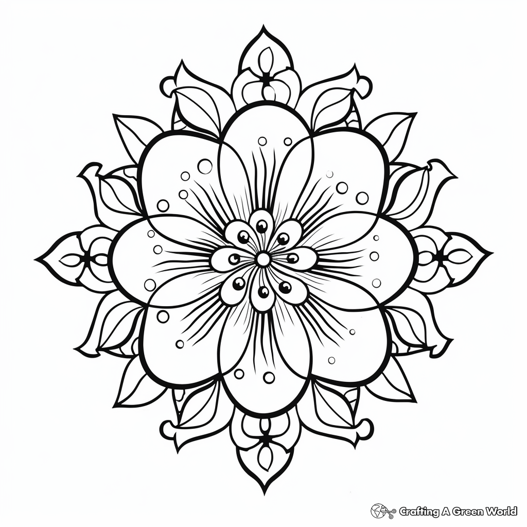 Blossoming Cherry Blossom Mandala Coloring Pages 1