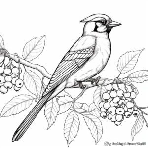 Blue Jay and Berries Coloring Pages 1