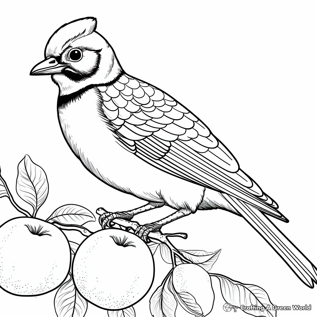 Blue Jay and Berries Coloring Pages 2