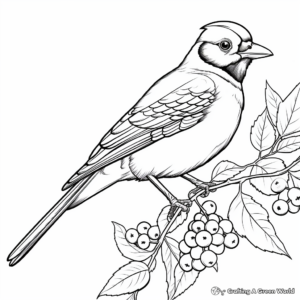Blue Jay and Berries Coloring Pages 3