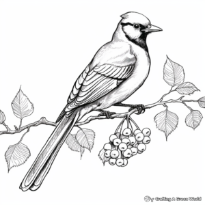 Blue Jay and Berries Coloring Pages 4