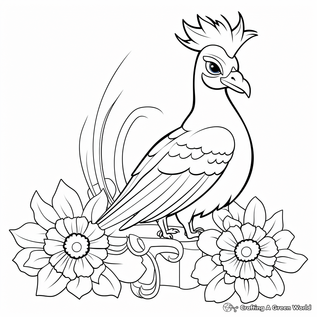 Blue Jay and Flowers Coloring Pages 2
