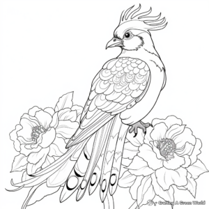 Blue Jay and Flowers Coloring Pages 4