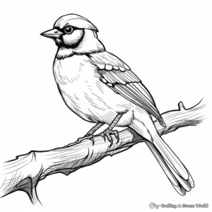 Blue Jay in Rain Coloring Pages 1