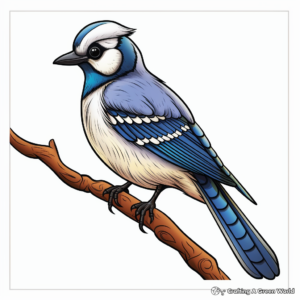 Blue Jay in Rain Coloring Pages 4