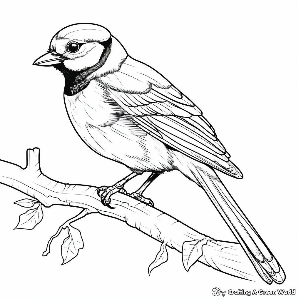 Blue Jay in their Habitat: Forest-Scene Coloring Pages 4