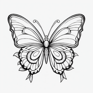 Blue Morpho Butterfly Coloring Pages with Floral Elements 1