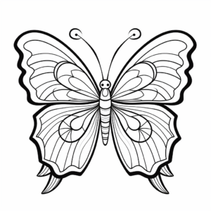 Blue Morpho Butterfly Coloring Pages with Floral Elements 4