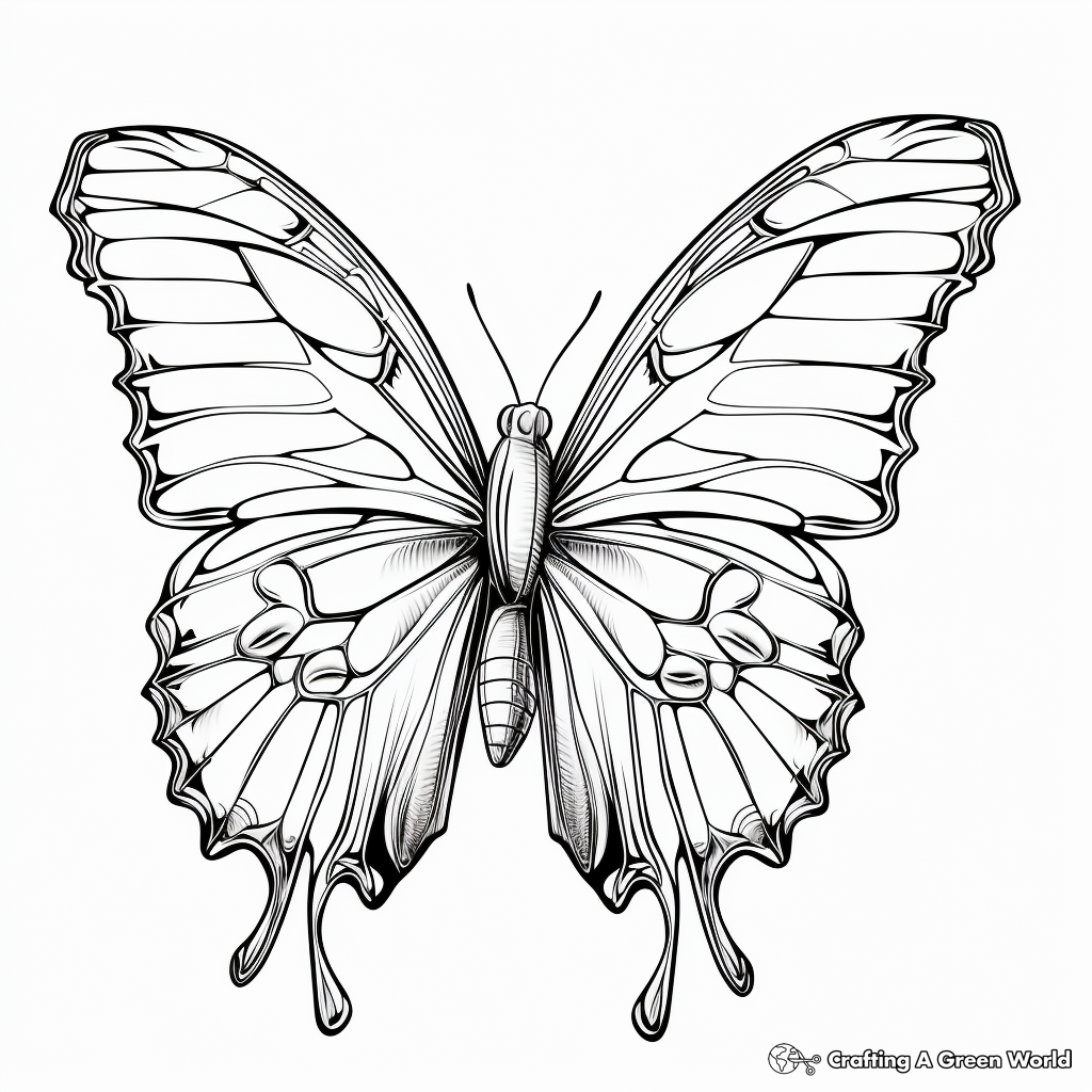 Blue Morpho Butterfly Coloring Pages with Interactive Learning Elements 3