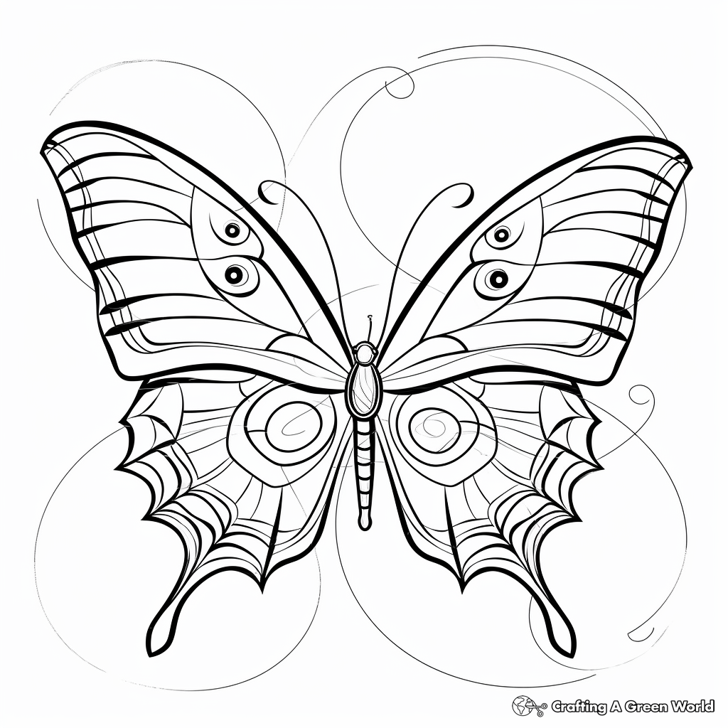 Blue Morpho Butterfly Coloring Pages with Interactive Learning Elements 4