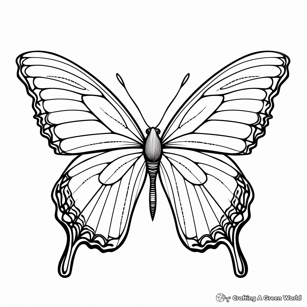 Blue Morpho Butterfly Flight Coloring Pages 1