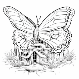Blue Morpho Butterfly in Habitat Coloring Pages 1