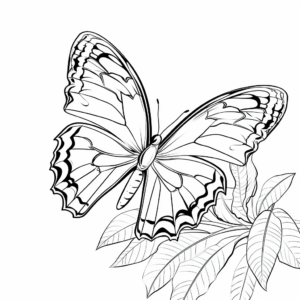Blue Morpho Butterfly in Habitat Coloring Pages 2