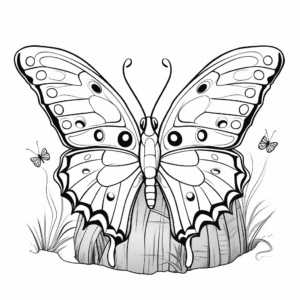 Blue Morpho Butterfly in Habitat Coloring Pages 4