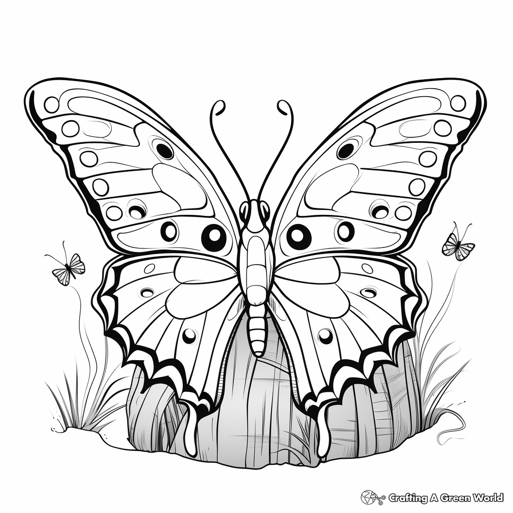 Blue Morpho Butterfly in Habitat Coloring Pages 4