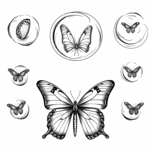 Blue Morpho Butterfly Life Cycle Coloring Sheets 1