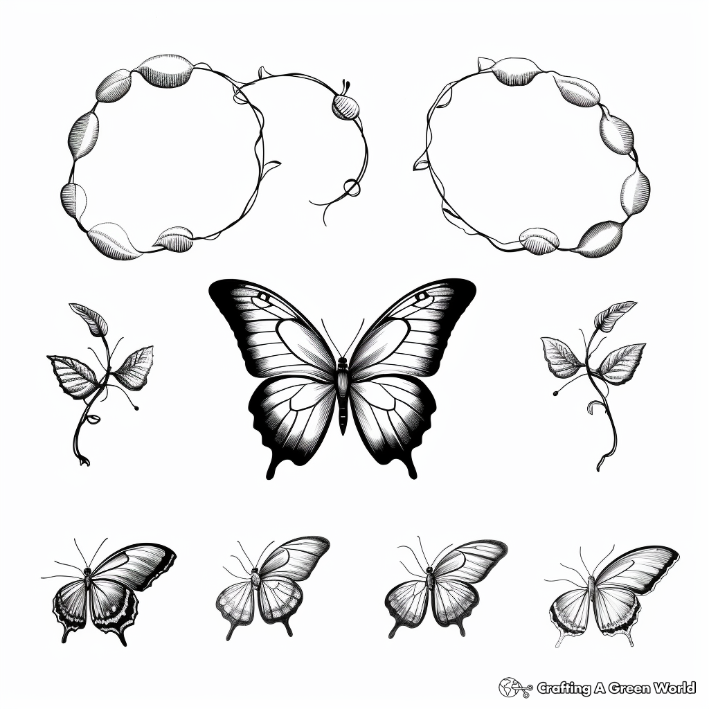 Blue Morpho Butterfly Life Cycle Coloring Sheets 2