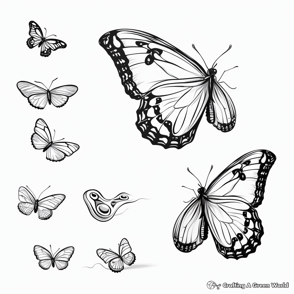 Blue Morpho Butterfly Life Cycle Coloring Sheets 4