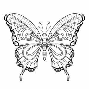 Blue Morpho Butterfly Symmetry Coloring Pages 2